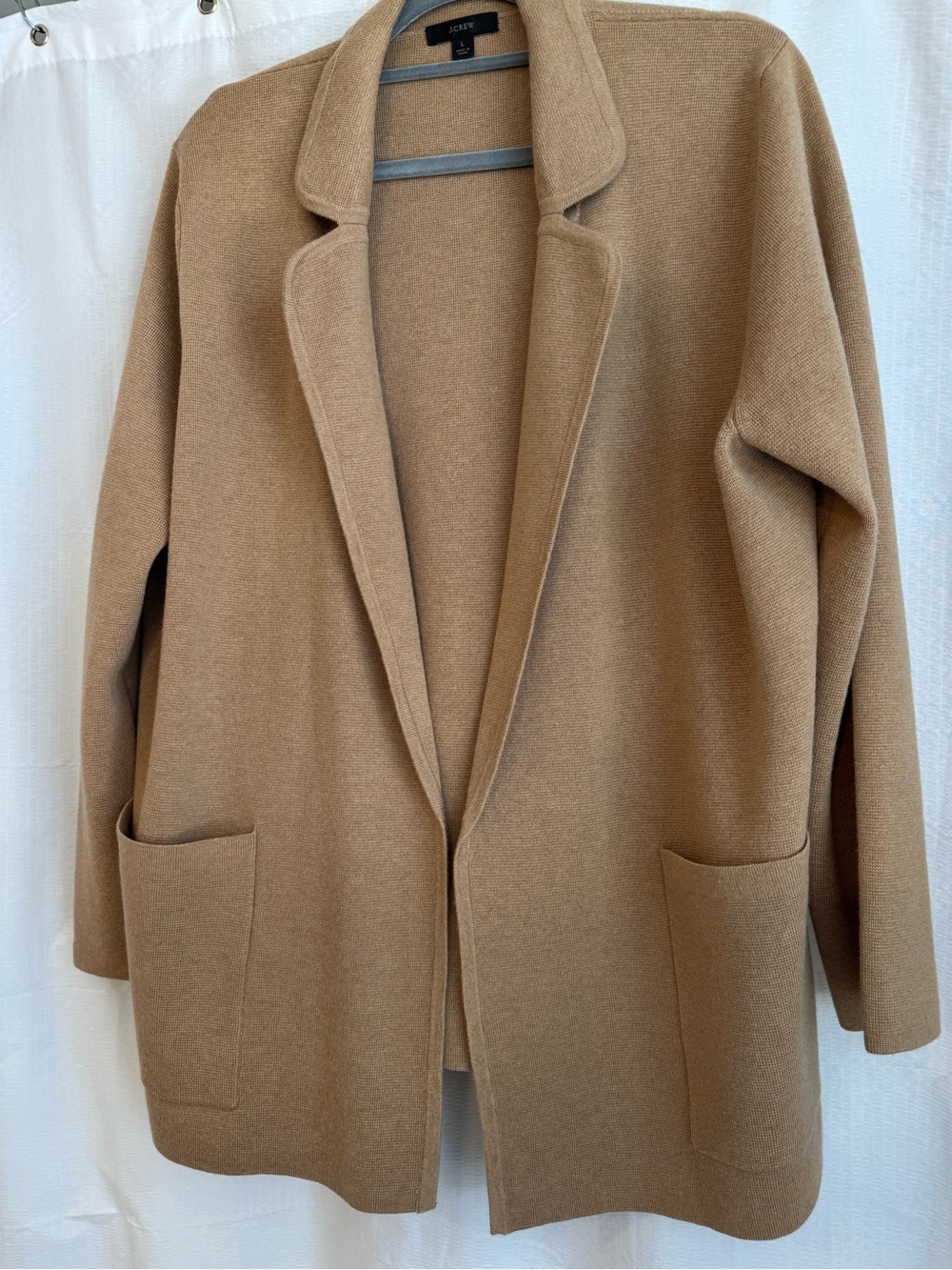 J. Crew Eloise Sweater Blazer Open-Front Coatigan in Heathered Khaki - Picture 3 of 10